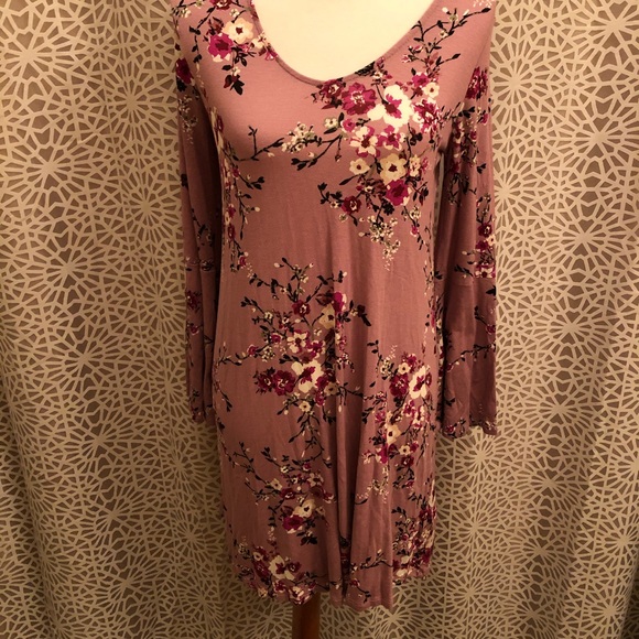 Pink Rose Dresses & Skirts - Pink Rose Floral Bell Sleeve Long Sleeve Dress